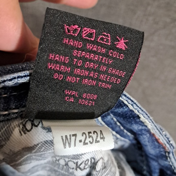 Rock & Roll Cowgirl Jeans Riding 30x28 Boot Western Stone Wash Embroidered Rodeo - Picture 10 of 15